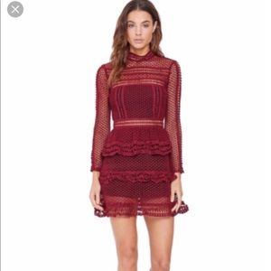 NWT Self portrait high neck lace paneled dress